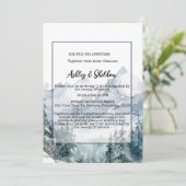 Rustieke Winter Pine Trees Mountain Outdoor Weddin Kaart (Staand voorkant)