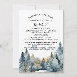 Rustieke Winter Pine Trees Sneeuw Outdoor Wedding Kaart