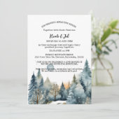 Rustieke Winter Pine Trees Sneeuw Outdoor Wedding Kaart (Staand voorkant)
