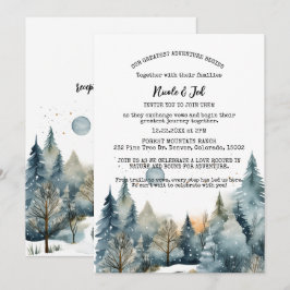 Rustieke Winter Pine Trees Sneeuw Outdoor Wedding Kaart