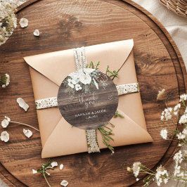 Rustieke Winter Pine Wedding Dank je wel Ronde Sticker