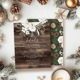 Rustieke Winter Pine Wedding Informatiekaartje
