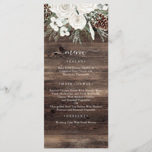 Rustieke Winter Pine Wedding Menu (Voorkant)