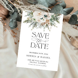 Rustieke Winter Pinecone Save The Date Kaart