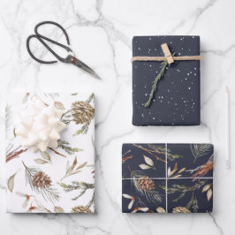 Rustieke Winter Pinecone Wrapping Paper Set