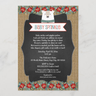 Rustieke Winter Polar Beer Baby Sprinkle invite Kaart