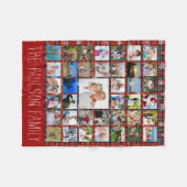 Rustieke Winter Red Black Plaid Snowflake Naam Fleece Deken (Voorkant (Horizontaal))