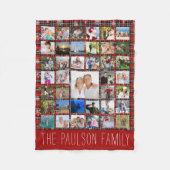 Rustieke Winter Red Black Plaid Snowflake Naam Fleece Deken (Voorkant)