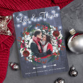 Rustieke Winter Rode Bloemen Bruiloft Marine Dank Bedankkaart