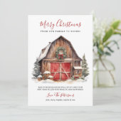 Rustieke Winter Schuur Kerstmis Feestdagenkaart (Staand voorkant)