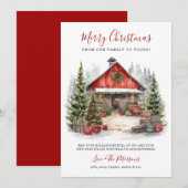Rustieke Winter Schuur Kerstmis Feestdagenkaart (Voorkant / Achterkant)
