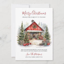 Rustieke Winter Schuur Kerstmis Feestdagenkaart