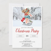 Rustieke winter slee sneeuw kerstfeest uitnodiging (Voorkant)