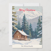 Rustieke Winter Sneeuw Country Cabin Kerstmis Feestdagenkaart (Voorkant)