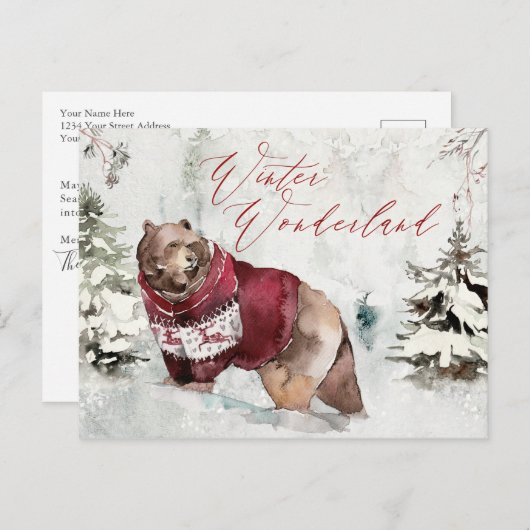 Rustieke Winter Sneeuwscène met Wild Beer Briefkaart (Voorkant / Achterkant)