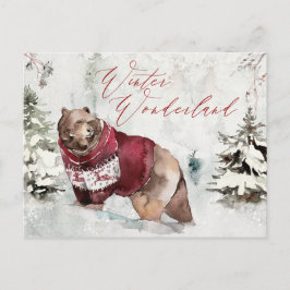 Rustieke Winter Sneeuwscène met Wild Beer Briefkaart