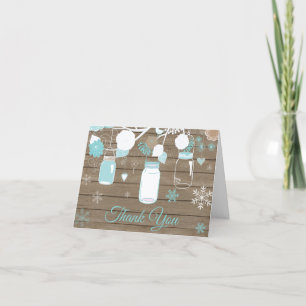Rustieke Winter Sneeuwvlok Mason Pot Teal Bedankkaart