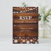Rustieke Winter Sneeuwvlok RSVP Kaartje (Staand voorkant)