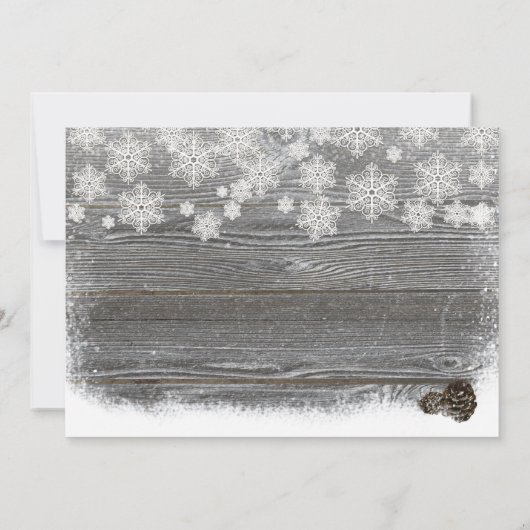 Rustieke winter-sneeuwvlokken & dennenappels uitno kaart (Achterkant)