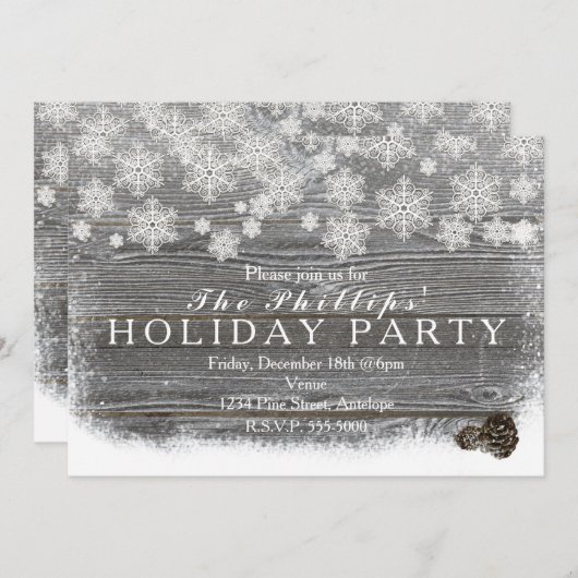 Rustieke winter-sneeuwvlokken & dennenappels uitno kaart (Voorkant / Achterkant)