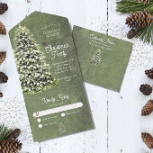 Rustieke Winter Sneeuwvlokken Groene Kerstmis Brui All In One Uitnodiging