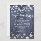 Rustieke winter sneeuwvlokken verlovingsfeest kaart (Voorkant)