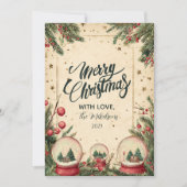 Rustieke Winter Snow Wereldbol Vakantie Feestdagenkaart (Voorkant)