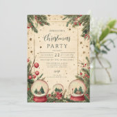 Rustieke Winter Snow Wereldbol Vakantie Kaart (Staand voorkant)