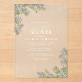 Rustieke Winter Snowflake Blue Plaid Vrijgezellenf Acryl Uitnodigingen (Voorkant)