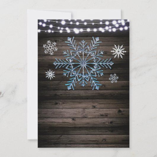 Rustieke Winter Snowflakes & Lights Vrijgezellenfe Kaart (Achterkant)