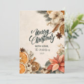 Rustieke Winter Spice Vrolijk Kerstfeest Feestdagenkaart (Staand voorkant)