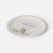 Rustieke Winter Teddy Bear Beige Baby shower Papieren Bordje (Gekanteld)