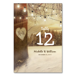 Rustieke Winter Tree Lights Trouwtafel Nummers Kaart