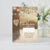 Rustieke Winter Tree Twinkle Lights Wedding RSVP Kaartje (Staand voorkant)