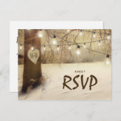 Rustieke Winter Tree Twinkle Lights Wedding RSVP Uitnodiging Briefkaart (Voorkant / Achterkant)