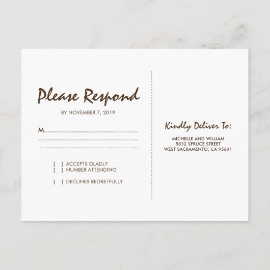 Rustieke Winter Tree Twinkle Lights Wedding RSVP Uitnodiging Briefkaart (Achterkant)