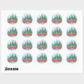 Rustieke Winter Trouwwagen Ronde Sticker (Vel)