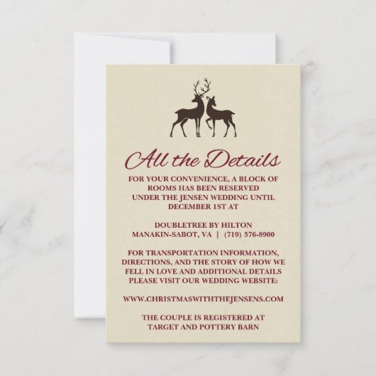 Rustieke winter vakantie dennen bruiloft detailkaa kaart (Voorkant)