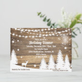 Rustieke Winter Vakantie Kerstmis Diner uitnodigin Kaart (Staand voorkant)