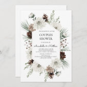 Rustieke winter vakantie koppels douche kaart (Voorkant / Achterkant)