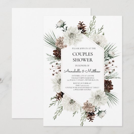 Rustieke winter vakantie koppels douche kaart (Voorkant / Achterkant)