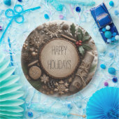 Rustieke Winter Vakantie Land Kerstmis Papieren Bordje (Feest)