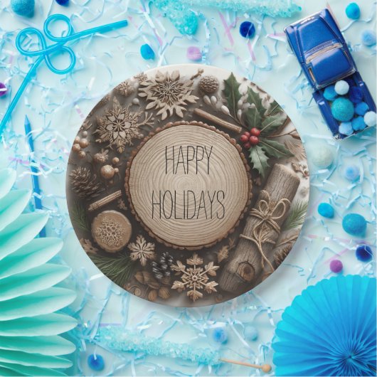 Rustieke Winter Vakantie Land Kerstmis Papieren Bordje (Feest)