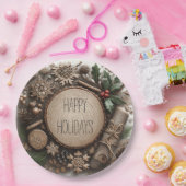 Rustieke Winter Vakantie Land Kerstmis Papieren Bordje (Feest)