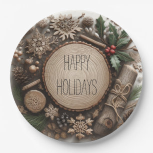 Rustieke Winter Vakantie Land Kerstmis Papieren Bordje
