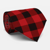 rustieke winter vakantie rood zwart buffel geruit stropdas (Opgerold)