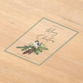 Rustieke Winter Vogel & Dennenboom Spray Foto Kers Acryl Uitnodigingen (Laagn)