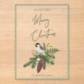 Rustieke Winter Vogel & Dennenboom Spray Foto Kers Acryl Uitnodigingen (Voorkant)