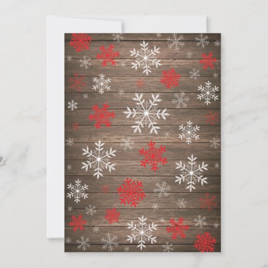 Rustieke Winter Vrijgezellenfeest Red Snowflake Kaart (Achterkant)