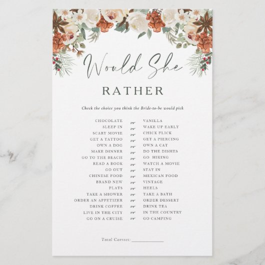 Rustieke Winter Vrijgezellenfeest spel zou ze liev (Voorkant)